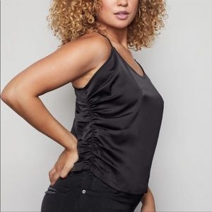 NWT Good American Ruched Satin Cami 2/M